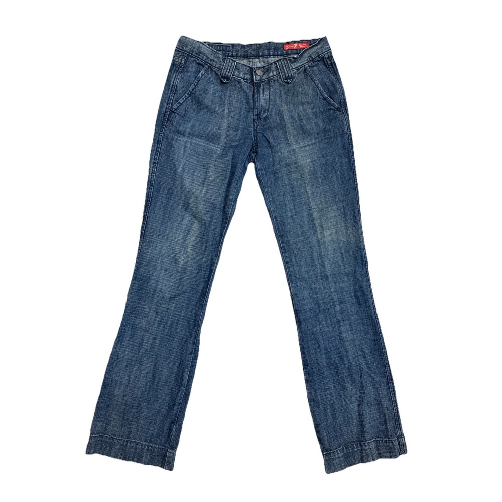 Seven 7 Low Rise Premium VTG Med Wash Bootcut Flap Pocket Jeans Ladies Size 27